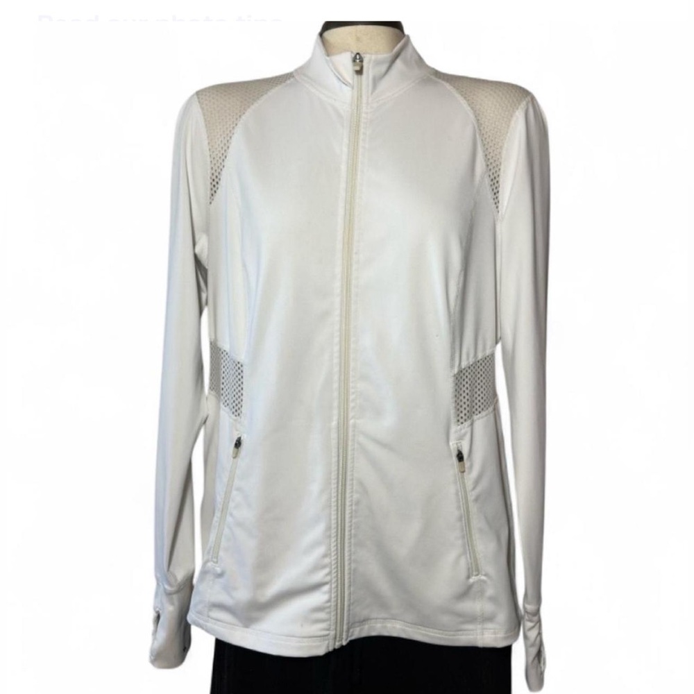 Ideology White Performance Full Zip Jacket Mesh Panels Thumbholes Size L